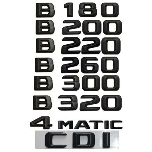Pegatina 3D con letras traseras de tronco negro mate para Mercedes Benz W246 W242 B180 B160 B200 B220 B250 B260 (CDI, negro mate)