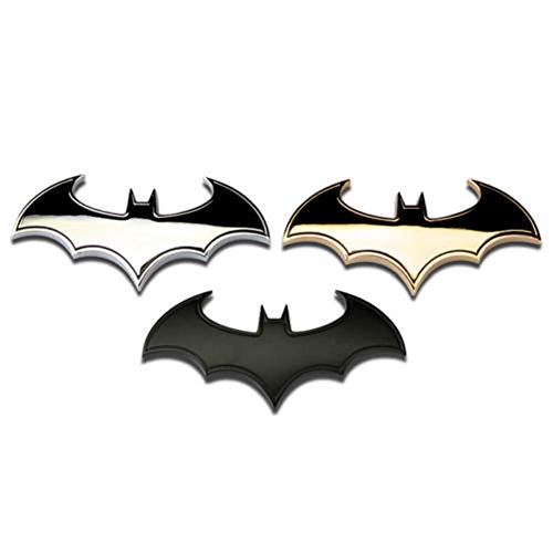 Pegatina 3D cromada de murciélago para coche con logo de Batman Negro Talla única