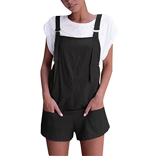 Petos de Pantalones Cortos Casual Playa Fiesta Noche Cóctel para Mujer Mono STRIR Pijamas elásticos de la Cintura de Las Mujeres Pantalones de algodón de Lino Mamelucos Mono Corto (XL, Negro) Petos de Pantalones Cortos Casual Playa Fiesta Noche Cóctel para Mujer Mono STRIR Pijamas elásticos de la Cintura de Las Mujeres Pantalones de algodón de Lino Mamelucos Mono Corto (XL, Negro)