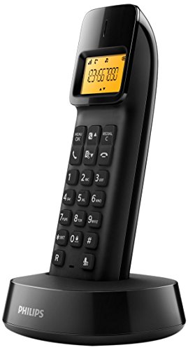 Philips D1403B/22 - Teléfono (Teléfono DECT, Terminal inalámbrico, 50 entradas, Identificador de Llamadas, Negro)
