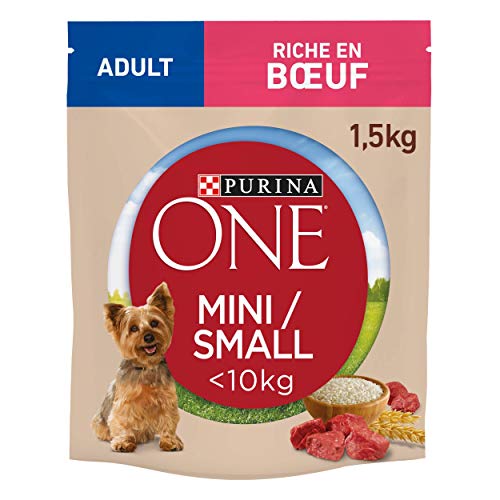 PURINA ONE alimento para perros mini rico en buey con arroz bolsa 1.5 Kg
