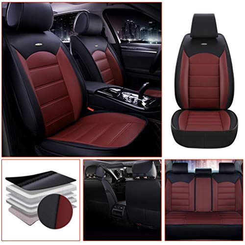 Qiaodi Fundas de asiento de coche de piel sintética de 5 asientos para Mini One Jcw One R52 Cooper Cooper S Cooper R56, protector de asiento de automóvil, color negro y rojo