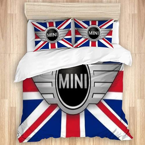 QWAS Mini Cooper Logo Racing, ropa de cama moderna visual, adecuada para todas las estaciones, 5,140 x 210 cm + 80 x 80 cm x 2)