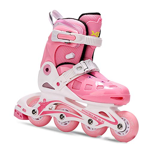 RBH Patines en línea de Regalo para el día del niño, tamaño de Zapato Ajustable Patines de Ruedas Sistema de Ruedas de Bloqueo Malla Transpirable Avanzada - Adecuado para Regalos de cumpleaños,Pink