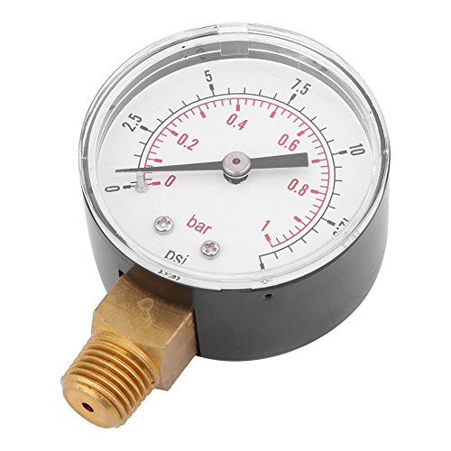 Regalo de abril Mini manómetro de baja presión de 0-15 psi / 0-1 bar para combustible, aire, aceite o agua BSPT
