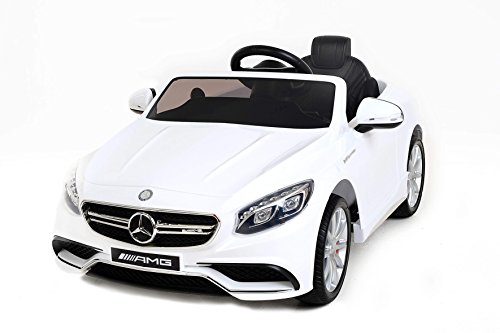 RIRICAR Mercedes-Benz S63 AMG, Blanco, Producto BAJO Licencia, con Mando a Distancia 2.4Ghz, Ruedas EVA Suaves