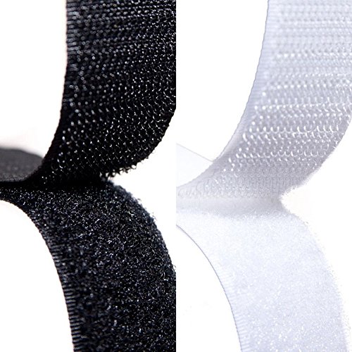 Rollo de cinta adhesiva de 25 mm, color blanco y negro, 2 m, para coser (no adhesivo), color blanco