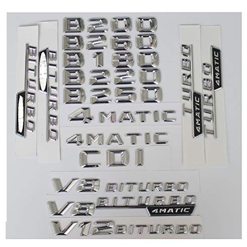 SBCX Para Mercedes Benz W246 W242 B180 B200 B220 B250 B260 V8 BITURBO AMG 4MATIC CDI ， Emblemas de Emblema de Insignia de Letras de Maletero Cromado 3D