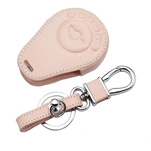 SDLWDQX Funda de piel para llave de coche, compatible con BMW Mini Cooper Countryman,3 botones Smart Remote Fob Cover Key Protector Bag,Rosa