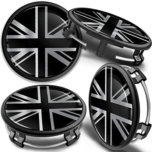 SkinoEu 4 x 75mm Tapas de Rueda de Centro Centrales Llantas Aluminio Compatibles con Tapacubos Mercedes Benz B66470207 / B66470200 Bandera del Reino Unido UK CM 29
