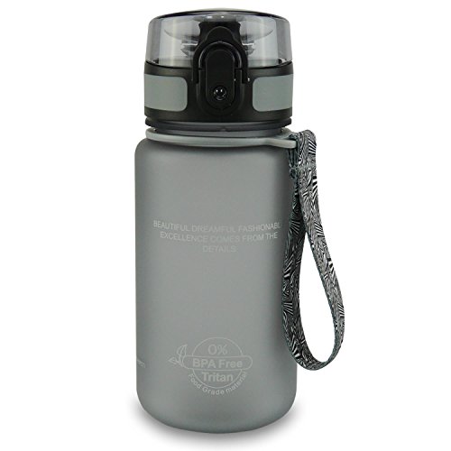 SMARDY Tritan Botella de Agua para Beber Gris - 500ml - de plástico sin BPA - al Aire Libre - Tapa de un Clic - fácil de Abrir - ecológica - Reutilizable