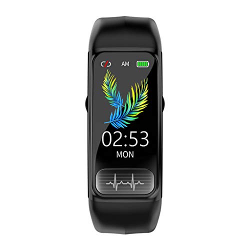 Smartwatch ECG,Monitor de presión Arterial,frecuencia cardíaca de oxígeno en Sangre,recordatorio de información de Software Social,Alarma,Reloj de Ejercicio de Salud para Unisex,Pulsera (Negro)