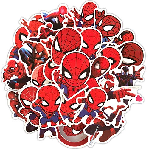 Spider Avenger - Pegatina impermeable para monopatín, guitarra, portátil, equipaje, casco de dibujos animados para niños, 35 unidades