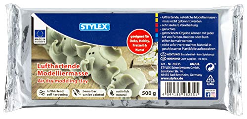 Stylex 28235 - Pasta para modelar (500 g, se puede pintar, inodora, fabricada con arcilla natural), color blanco