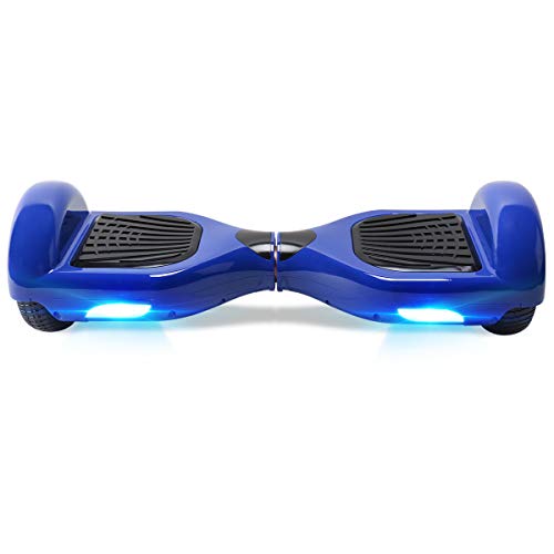 TOEU - Patinete Eléctrico Hoverboard, Ruedas de 6.5", Leds, Potente batería de Litio, Bluetooth, Self Balancing, monopatín eléctrico Auto-Equilibrio (Blue-Bluetooth)