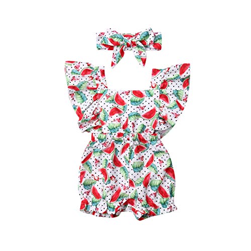 Traje de Bañador con Diadema para Bebé Recién Nacida Ropa de Una Pieza con Volantes para Niñas Pequeñas Mono Mameluco de Cuerpo de Verano para Playa Fiesta (Sandía, 2-3 Años) Traje de Bañador con Diadema para Bebé Recién Nacida Ropa de Una Pieza con Volantes para Niñas Pequeñas Mono Mameluco de Cuerpo de Verano para Playa Fiesta (Sandía, 2-3 Años)