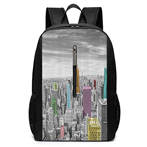 TRFashion Mochila NYC New York City Skyline Laptop Backpack 17 Inches Travel Gym Bag Yoga Bag School Bag Book Bag For Men Women Teenagers