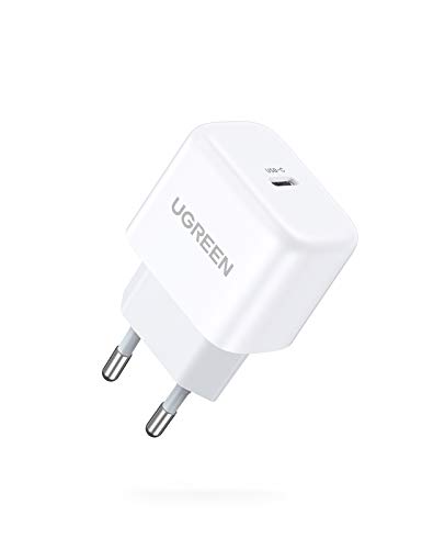 UGREEN 20W Cargador USB C Power Delivery 3.0, Mini Cargador Carga Rápida USB C para iPhone 12 Pro Max Mini Se 2020 11 Pro Max X iPad Pro iPad Air, AirPods Pro, Cargador Móvil QC 3.0 para Samsung S10