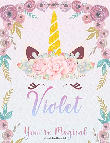 Violet: Personalized Unicorn Sketchbook For Girls With Pink Name. Unicorn Sketch Book for Princesses. Perfect Magical Unicorn Gifts for Her as Drawing ... & Learn to Draw. (Violet Unicorn Sketchbook)