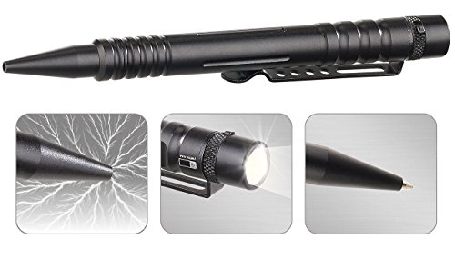 VisorTech Kubotan: Bolígrafo táctico 4 en 1 con bolígrafo, Luz LED, Rompecristales (Kubotan bolígrafo)