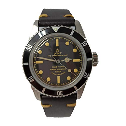 Walter Mitt Sea Diver Vintage Acero 316L Automático Negro Cuero Reloj Unisex