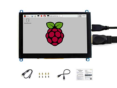 Waveshare 5 Inch Display for Raspberry Pi 4 Capacitive Touchscreen HDMI LCD (H) 800x480 Resolution Supports All Raspberry Pi/Windows 10/8.1/8/7 Computer Monitor/Game Console/Multi Mini-PC BB Black