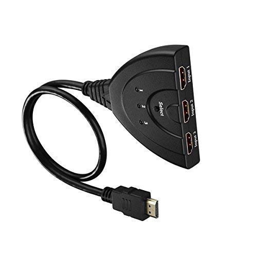 WedDecor Divisor de conmutador de expansión HDMI de 3 puertos con cable USB Displayport 4K TV 3D soporte extensión para HDTV, PS3, Xbox One, reproductor de DVD, reproductor de Blu-Ray