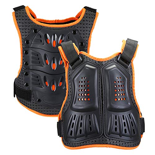 WILDKEN Protección del Pecho Chicos Chaleco de moto para Niños Peto Racing Guard con protectores de Espalda para Motocross Patinaje Patín Esquí Snowboard (Naranja, L)