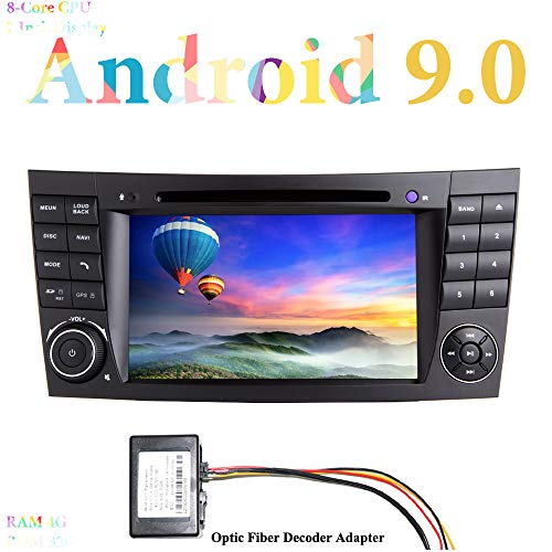 XISEDO Android 9.0 Autoradio 7 Pulgadas 8-Core In Dash RAM 4G ROM 32G Car Radio con Reproductor De DVD para Mercedes-Benz E-W211/E200/E220/E280 (con Decodificador de Fibra Óptica)