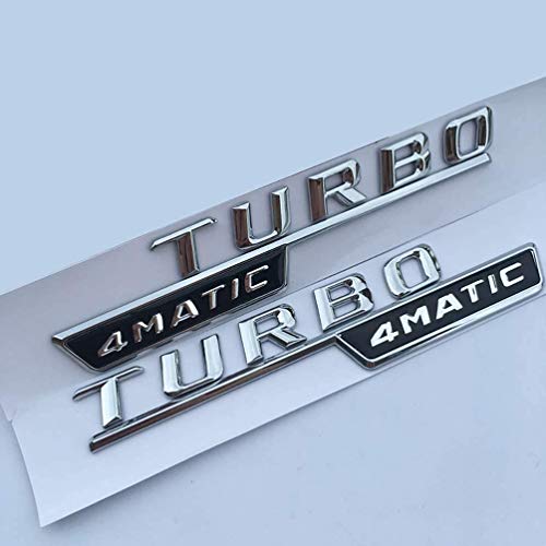 XXIAOHH Etiqueta Engomada del Estilo del Coche Emblema De La Letra Turbo 4Matic Amg Insignia Fender Supercharge Logo Adecuado para Mercedes Benz Amg 2014-2016, Plata, Plata