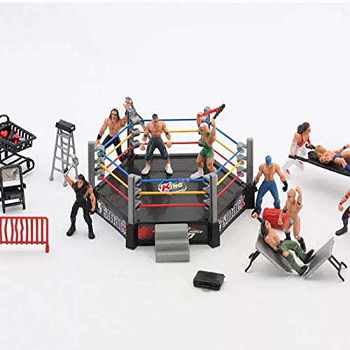 YUY WWE Wrestling Cross Wrestling Arena Muñeca Escena Modelo Gladiador Adornos para Niños Mini Wrestling Playset Juguetes