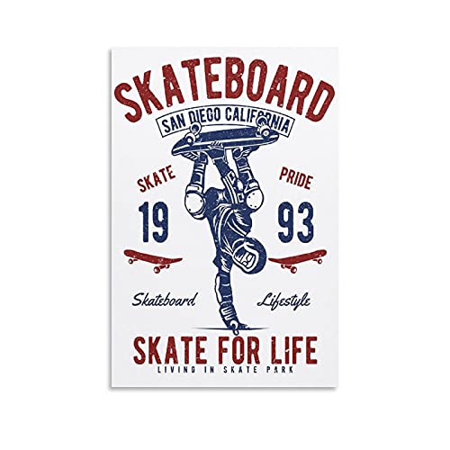 Znimo Póster de skate con monopatín San Diego California (60 x 90 cm)