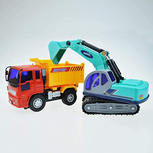 ZXHFDC Camión volquete de inercia simulada Excavadora giratoria de 360 grados Coche de juguete de simulación para niños Mini excavadora y camión volquete Combinación de excavadora Camión volquete Cami