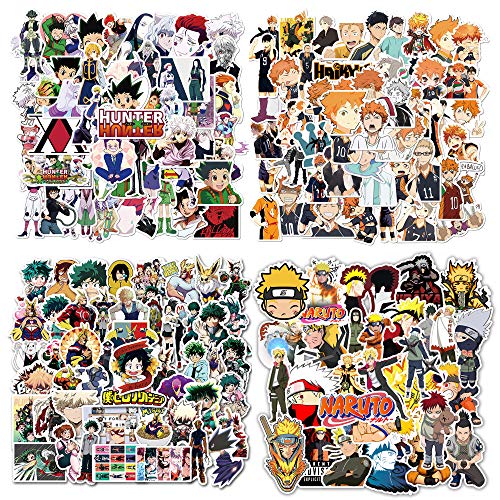 200 Piezas de Pegatinas de Anime, Pegatinas Mixtas de Naruto, Hunter x Hunter, My Hero Academia, Haikyuu Pegatinas de Vinilo Monopatín Pegatinas para Portátiles para Adolescentes