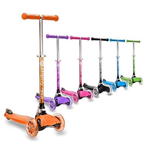 3StyleScooters® RGS-1 Patinete Scooter Tres Ruedas para Niños Pequeños Niños de 3 Años o Más con Luces LED en Las Ruedas, Diseño Plegable, Manillar Ajustable (Naranja)