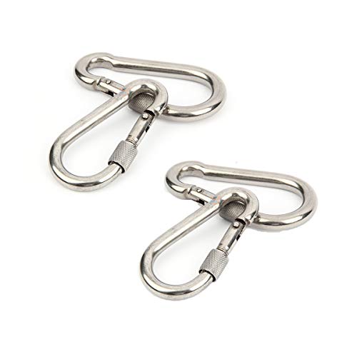 4 Piezas Mosquetón Mosquetón de Acero Inoxidable de Alta Resistencia Gancho con Bloqueo de Tornillo,para Camping Aire Libre Pesca Mochila Senderismo - M8