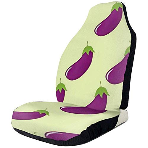 Alice Eva 2Pcs Fundas de asiento Fruta de berenjena púrpura amarilla por Fundas de asiento delantero para fundas de asiento de automóviles