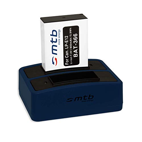 Batería + Cargador Doble (USB) para Canon LP-E12 / EOS 100D, EOS M (Mirrorless), EOS M2, M10, M100 - Contiene Cable Micro USB