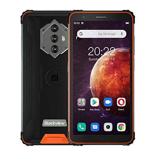 Blackview BV6600 Teléfono Movil Resistente,Batería 8580mAh,4GB+64GB(SD 128GB) Ocho-Núcleos, Pantalla 5.7"+HD, Cámara 16MP+8MP,Android 10 Impermeable Smartphone,Dual SIM 4G,Carga Inversa,NFC,Tipo C,GPS