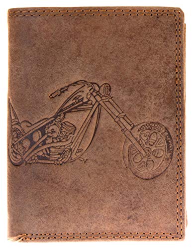 Cartera de Cuero Genuino Fuerte con una Moto Cartera de Cuero Genuino Fuerte con una Moto