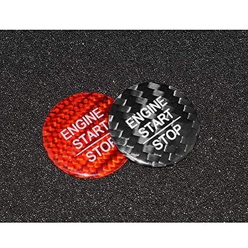 CHENGQIAN Botón Arranque con Un Botón, Consola Interior De Fibra De Carbono Roja, Botón De Arranque del Motor, Cubierta De Botón De Arranque, para Honda Accord CRV Civic City Fit 2018