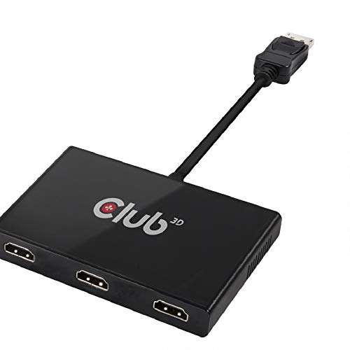 CLUB3D SenseVision MST HUB 1-3 HDMI - Splitter de vídeo (HDMI, Negro, CE, RoHS, FCC, 107 x 60 x 20 mm, DisplayPort, AC Dadapter)