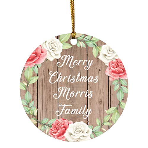 Designsify Merry Christmas Morris Family - Circle Wood Ornament B Árbol de Navidad Adorno de Madera - Regalo para Cumpleaños, Aniversario, Día de Navidad o Día de Acción de Gracias