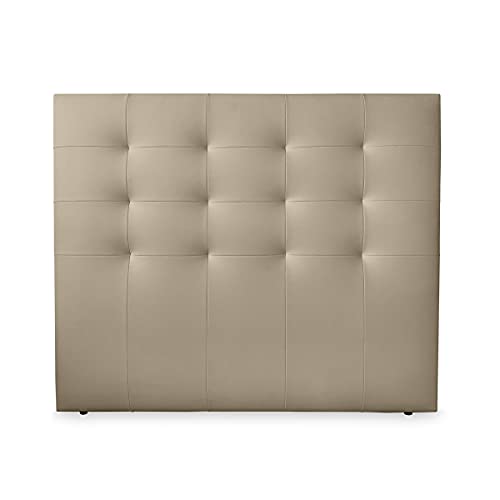 Duérmete Online 160 x 120 cm (Cama de 150) Cabecero París Acolchado | Tapizado en Polipiel de Alta Gama | Medidas, Madera, Beige