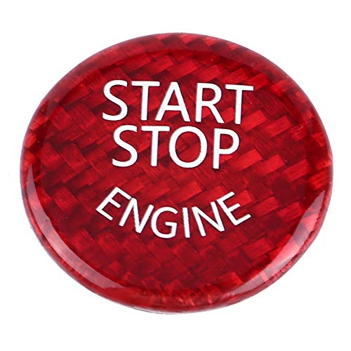 Duokon Cubierta de botón de paro de inicio del automóvil, Cubierta de interruptor de botón de motor de fibra de carbono para 1-7 Series X1 X3-X6 Rojo