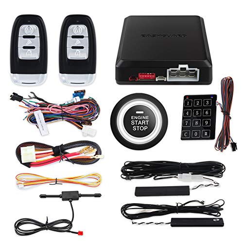EASYGUARD EC002-p2 Smart Key RFID PKE Sistema de alarma de coche de arranque automático del motor botón de parada táctil de entrada de contraseña código de balanceo DC 12V