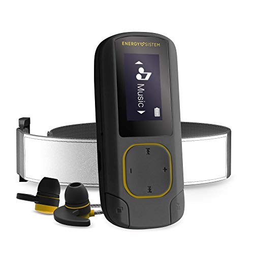 Energy Sistem MP3 Clip BT Sport Amber (Reproductor de música MP3, 16 GB, Radio FM, Sport Earphones, Armband, Mic)