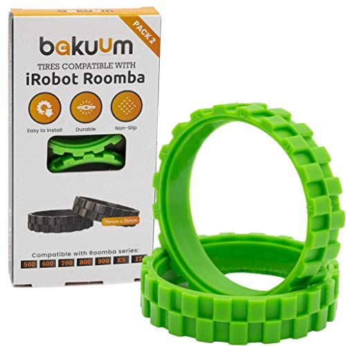 EPIEZA Pack neumaticos Ruedas para iRobot Roomba Series 500 600 700 800 900 i7 e5 s9, Gama Completa de Todas Las Series. Antideslizante, Evita Ruidos, para Todo Tipo de Suelos (Verde)