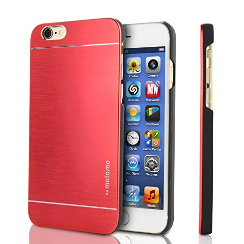 Funda iPhone 6 , MOTOMO Carcasa Protectora Aluminio Metalizado Apple iPhone 6 Backcase Rigida Antichoque Elegante Compacta Ultraligera en Rojo