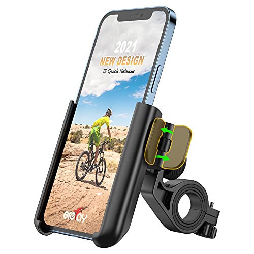Grefay Soporte universal para teléfono móvil para bicicleta o motocicleta, desmontaje rápido 1S para bicicleta de carretera, MTB, scooter con giro de 360 grados, para smartphone de 3,5 a 7,0 pulgadas